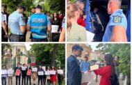 Studentii care au protestat la sediile PSD, PNL si la Ministerul Educatiei au fost amendati. 3 dube de jandarmi si 2 masini de Politie pentru apararea imaginii unui guvern de plagiatori
